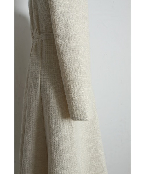 tocco closet（トッコ　クローゼット）の「【ZOZO限定】ハートネックウエストリボン装飾ツイードワンピース（ワンピース・レディース・ピンク/オフホワイト/ブラック・M）」の4枚目の写真