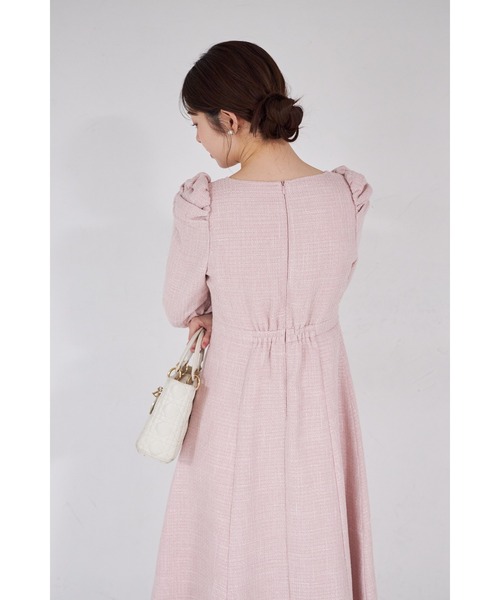 tocco closet（トッコ　クローゼット）の「【ZOZO限定】ハートネックウエストリボン装飾ツイードワンピース（ワンピース・レディース・ピンク/オフホワイト/ブラック・M）」の17枚目の写真