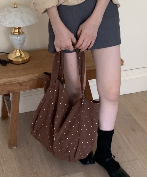 Vipoa(ヴィポア)の「ドットデザイントートバッグ(トートバッグ・レディース・ホワイト/ブラウン/レッド/ネイビー・FREE)」の14枚目の写真