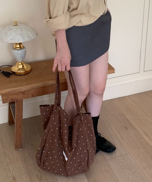 Vipoa(ヴィポア)の「ドットデザイントートバッグ(トートバッグ・レディース・ホワイト/ブラウン/レッド/ネイビー・FREE)」の9枚目の写真