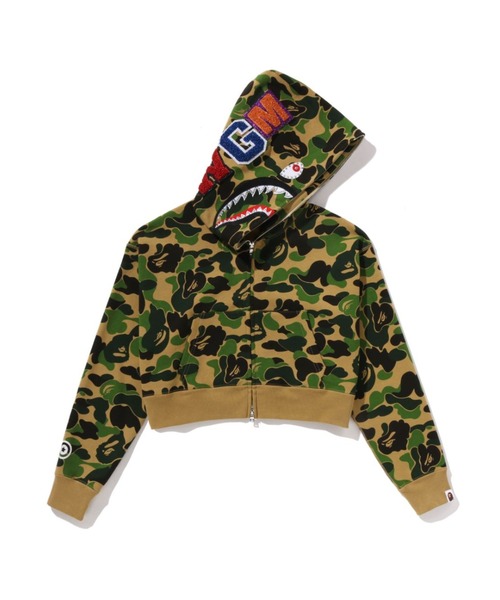 ABC CAMO CRYSTAL STONE SHARK CROPPED FULL ZIP HOODIE（パーカー