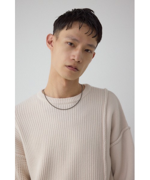 AZUL by moussy(アズールバイマウジー)の「編地ミックスニットトップス(ニット/セーター・メンズ・ブルー/グレー/アイボリー/ブラック・MEDIUM/LARGE)」の6枚目の写真