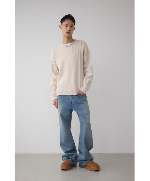 AZUL by moussy(アズールバイマウジー)の「編地ミックスニットトップス(ニット/セーター・メンズ・ブルー/グレー/アイボリー/ブラック・MEDIUM/LARGE)」の8枚目の写真