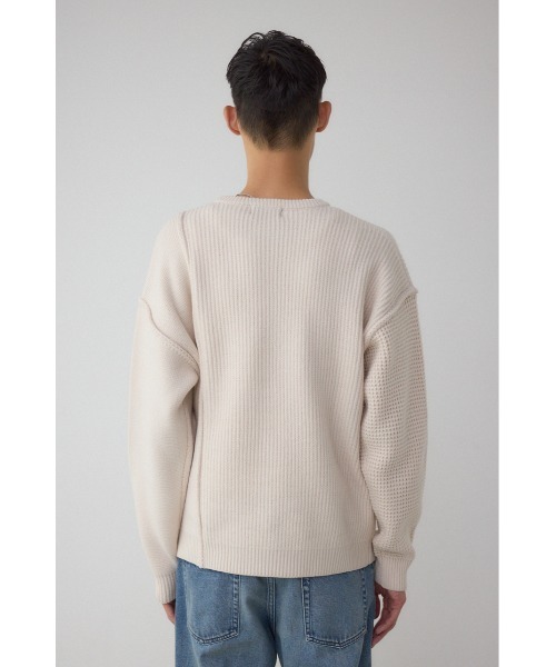 AZUL by moussy(アズールバイマウジー)の「編地ミックスニットトップス(ニット/セーター・メンズ・ブルー/グレー/アイボリー/ブラック・MEDIUM/LARGE)」の11枚目の写真