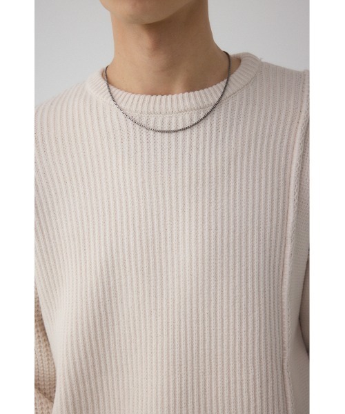 AZUL by moussy(アズールバイマウジー)の「編地ミックスニットトップス(ニット/セーター・メンズ・ブルー/グレー/アイボリー/ブラック・MEDIUM/LARGE)」の12枚目の写真