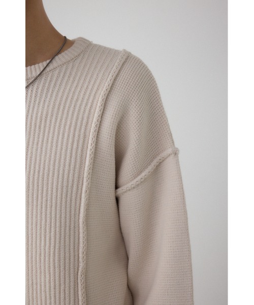 AZUL by moussy(アズールバイマウジー)の「編地ミックスニットトップス(ニット/セーター・メンズ・ブルー/グレー/アイボリー/ブラック・MEDIUM/LARGE)」の13枚目の写真