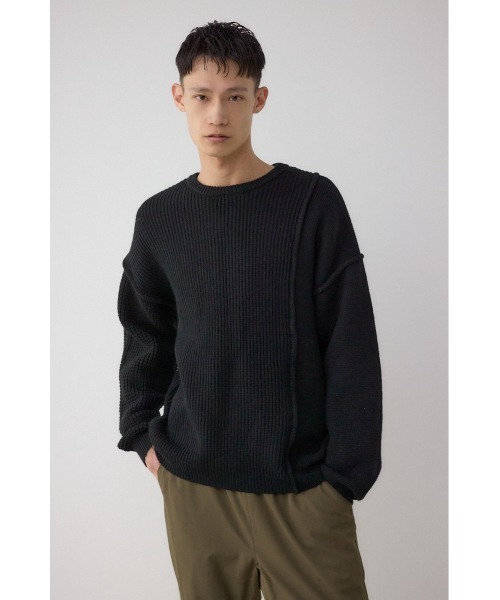 AZUL by moussy(アズールバイマウジー)の「編地ミックスニットトップス(ニット/セーター・メンズ・ブルー/グレー/アイボリー/ブラック・MEDIUM/LARGE)」の18枚目の写真