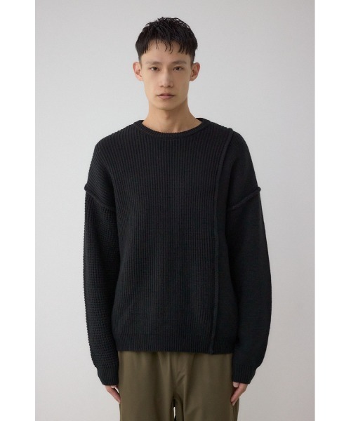 AZUL by moussy(アズールバイマウジー)の「編地ミックスニットトップス(ニット/セーター・メンズ・ブルー/グレー/アイボリー/ブラック・MEDIUM/LARGE)」の20枚目の写真