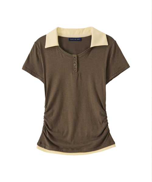 SALON DE YOHN(サロンドヨーン)の「Collar Point Slim Fit T_ Brown(Tシャツ/カットソー・レディース・その他・SMALL/MEDIUM)」の4枚目の写真