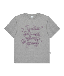 ウィッシュティングスプリンティング半袖Tシャツメランジグレー