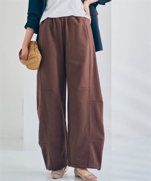 nissen（ニッセン）の「裏起毛スウェットバレルレッグパンツ（その他パンツ・レディース・杢グレー/ブラック/ダークブラウン・S/M/L/LL）」の3枚目の写真