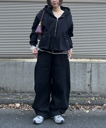 裏起毛スウェットバレルレッグパンツ