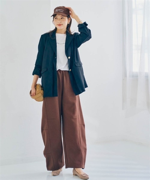 nissen（ニッセン）の「裏起毛スウェットバレルレッグパンツ（その他パンツ・レディース・杢グレー/ブラック/ダークブラウン・S/M/L/LL）」の20枚目の写真