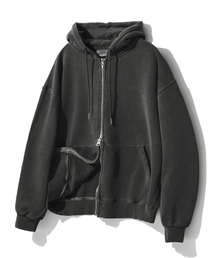 S'EST（エスイーエスティー）の「ピグメントウォッシングフードジップアップ - チャコール（パーカー）」