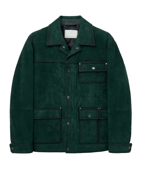 UNGIMMICK(アンジミック)の「HUNTER SUEDE FIELD JACKET (DEEP GREEN / GOATSKIN)(ライダースジャケット・メンズ・その他・MEDIUM/LARGE/X-LARGE)」の1枚目の写真