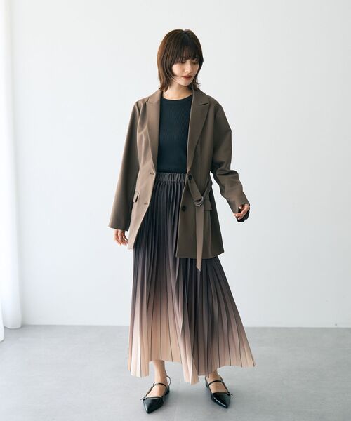 YECCA VECCA（イェッカヴェッカ）の「グラデーションラインプリーツスカート（スカート・レディース・ブラウン/ブラック・FREE）」の4枚目の写真