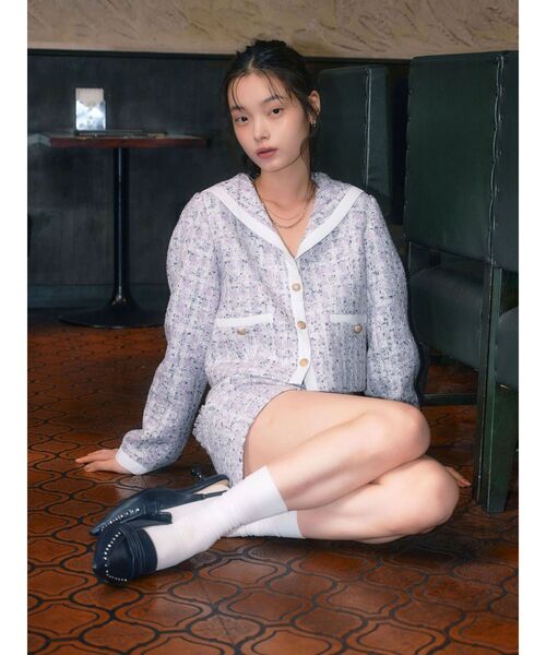 CALNAMUR（カルナムール）の「セーラーツイードジャケット（テーラードジャケット・レディース・パープル/イエロー・FREE）」の2枚目の写真