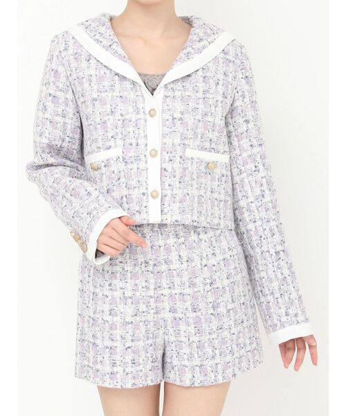 CALNAMUR（カルナムール）の「セーラーツイードジャケット（テーラードジャケット・レディース・パープル/イエロー・FREE）」の6枚目の写真