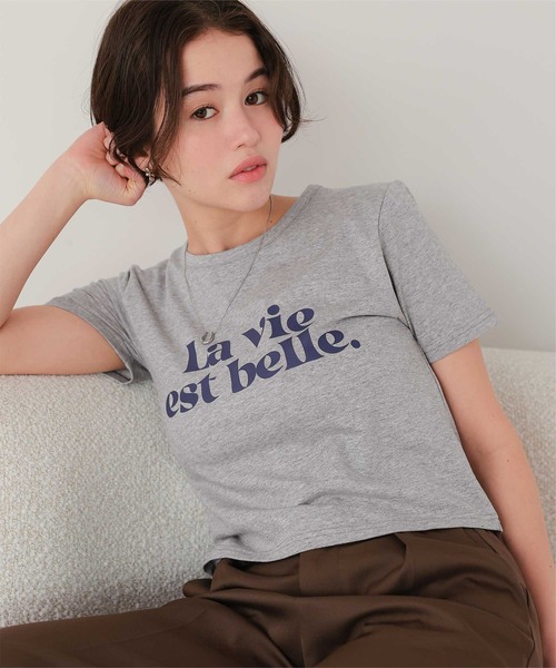 titivate(ティティベイト)の「コンパクトロゴTシャツ(Tシャツ/カットソー・レディース・杢グレー/オフホワイト/ネイビー/ピンク・FREE)」の1枚目の写真
