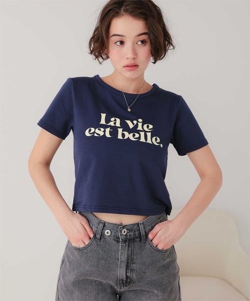 titivate(ティティベイト)の「コンパクトロゴTシャツ(Tシャツ/カットソー・レディース・杢グレー/オフホワイト/ネイビー/ピンク・FREE)」の3枚目の写真