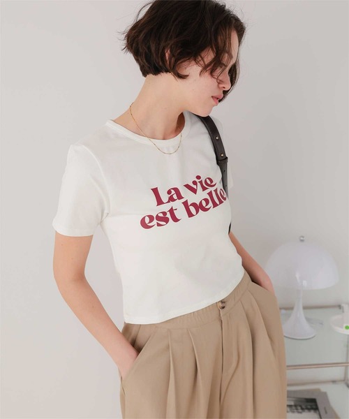 titivate(ティティベイト)の「コンパクトロゴTシャツ(Tシャツ/カットソー・レディース・杢グレー/オフホワイト/ネイビー/ピンク・FREE)」の2枚目の写真