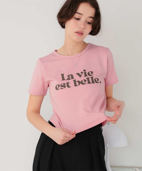 titivate(ティティベイト)の「コンパクトロゴTシャツ(Tシャツ/カットソー・レディース・杢グレー/オフホワイト/ネイビー/ピンク・FREE)」の4枚目の写真