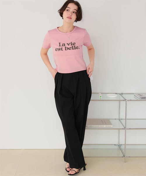 titivate(ティティベイト)の「コンパクトロゴTシャツ(Tシャツ/カットソー・レディース・杢グレー/オフホワイト/ネイビー/ピンク・FREE)」の7枚目の写真