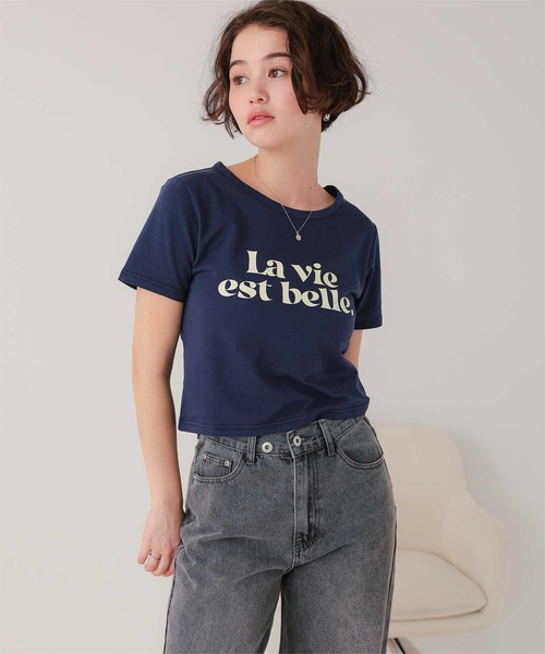 titivate(ティティベイト)の「コンパクトロゴTシャツ(Tシャツ/カットソー・レディース・杢グレー/オフホワイト/ネイビー/ピンク・FREE)」の5枚目の写真