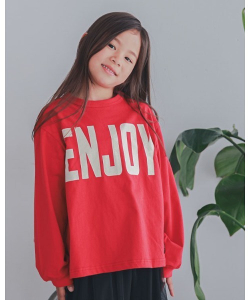 ZERO standerd（ゼロスタンダード）の「ゼロスタンダード ENJOYロングTシャツ（Tシャツ/カットソー・キッズ・チャコールグレー/オフホワイト/レッド・140cm/150cm/160cm/110cm/120cm/130cm/100cm）」の3枚目の写真