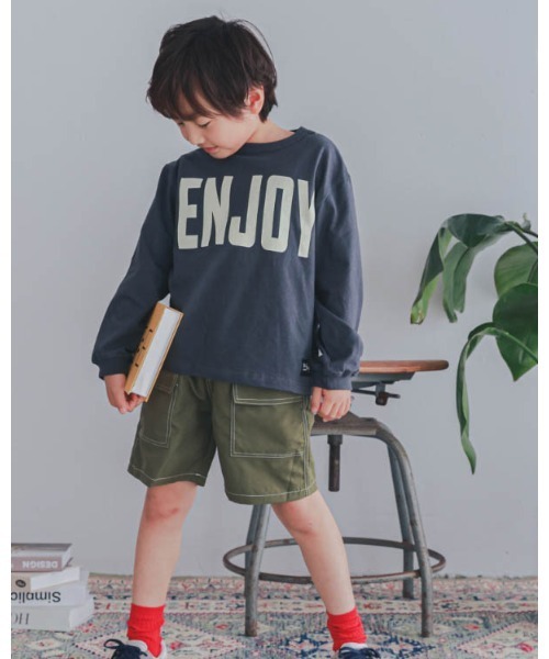 ZERO standerd（ゼロスタンダード）の「ゼロスタンダード ENJOYロングTシャツ（Tシャツ/カットソー・キッズ・チャコールグレー/オフホワイト/レッド・140cm/150cm/160cm/110cm/120cm/130cm/100cm）」の6枚目の写真