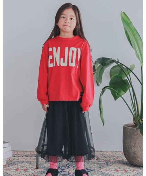 ZERO standerd（ゼロスタンダード）の「ゼロスタンダード ENJOYロングTシャツ（Tシャツ/カットソー・キッズ・チャコールグレー/オフホワイト/レッド・140cm/150cm/160cm/110cm/120cm/130cm/100cm）」の9枚目の写真