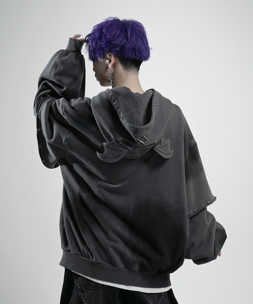 REFLEM（レフレム）の「『REFLEM/レフレム』デビルレイヤードZIPフーディー/ジップパーカー（パーカー・レディース・ブラック/グレー・FREE）」の9枚目の写真