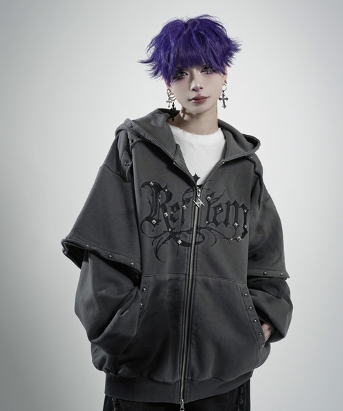 REFLEM（レフレム）の「『REFLEM/レフレム』デビルレイヤードZIPフーディー/ジップパーカー（パーカー・レディース・ブラック/グレー・FREE）」の7枚目の写真