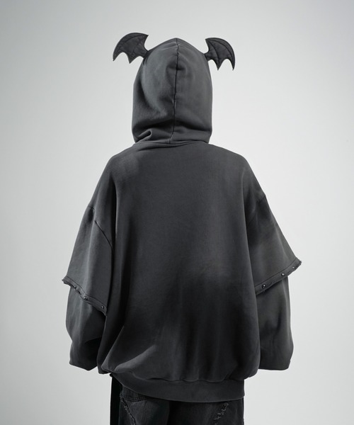 REFLEM（レフレム）の「『REFLEM/レフレム』デビルレイヤードZIPフーディー/ジップパーカー（パーカー・レディース・ブラック/グレー・FREE）」の4枚目の写真