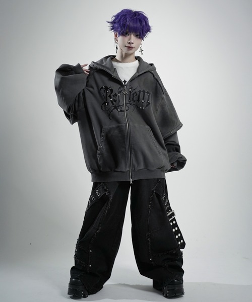 REFLEM（レフレム）の「『REFLEM/レフレム』デビルレイヤードZIPフーディー/ジップパーカー（パーカー・レディース・ブラック/グレー・FREE）」の10枚目の写真