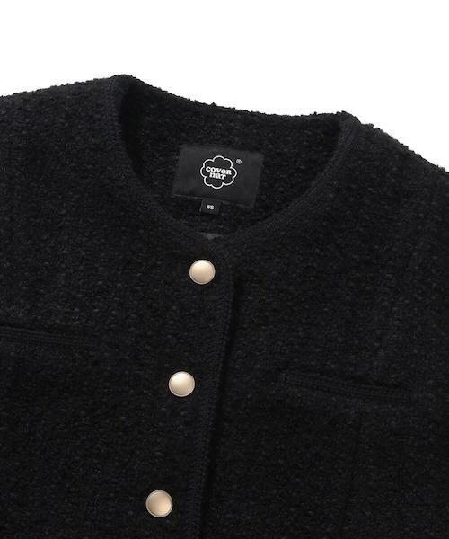 COVERNAT(カバーナット)の「WOMEN'S WOOL TWEED HALF JACKET(ノーカラージャケット・レディース・ブラック・MEDIUM/SMALL)」の9枚目の写真