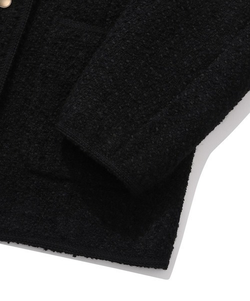 COVERNAT(カバーナット)の「WOMEN'S WOOL TWEED HALF JACKET(ノーカラージャケット・レディース・ブラック・MEDIUM/SMALL)」の2枚目の写真