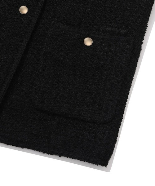 COVERNAT(カバーナット)の「WOMEN'S WOOL TWEED HALF JACKET(ノーカラージャケット・レディース・ブラック・MEDIUM/SMALL)」の3枚目の写真