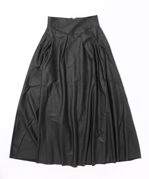 STYLEBLOCK（スタイルブロック）の「フェイクレザーロングフレアスカート（スカート・レディース・ブラウン/ブラック・FREE）」の3枚目の写真