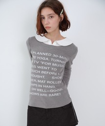 【SOLWEIGE】レイヤード風 シャツカラーデザイン ロゴプリント スリムフィットTシャツ