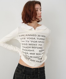 【SOLWEIGE】レイヤード風 シャツカラーデザイン ロゴプリント スリムフィットTシャツ