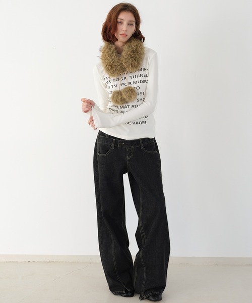 SOLWEIGE(ソルヴェイグ)の「【SOLWEIGE】レイヤード風 シャツカラーデザイン ロゴプリント スリムフィットTシャツ(Tシャツ/カットソー・レディース・グレー/ホワイト・L/S/M)」の14枚目の写真