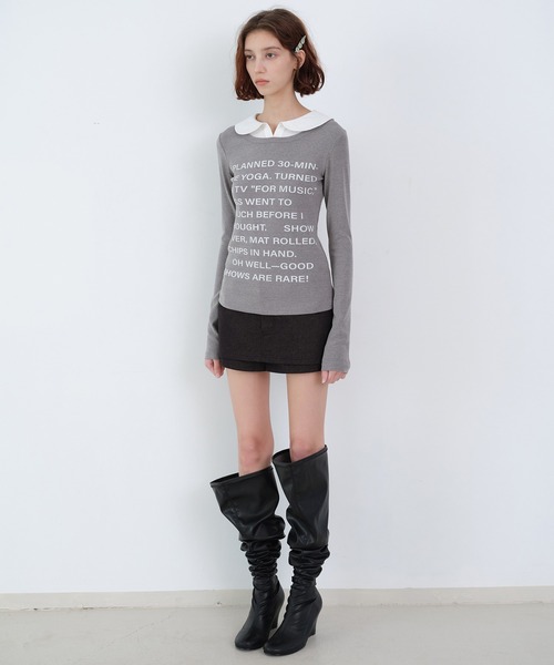 SOLWEIGE(ソルヴェイグ)の「【SOLWEIGE】レイヤード風 シャツカラーデザイン ロゴプリント スリムフィットTシャツ(Tシャツ/カットソー・レディース・グレー/ホワイト・L/S/M)」の17枚目の写真