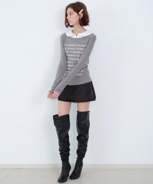 SOLWEIGE(ソルヴェイグ)の「【SOLWEIGE】レイヤード風 シャツカラーデザイン ロゴプリント スリムフィットTシャツ(Tシャツ/カットソー・レディース・グレー/ホワイト・L/S/M)」の19枚目の写真