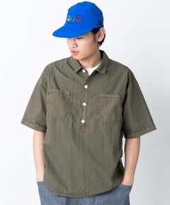 ピグメントコットンナイロンプルオーバーシャツ