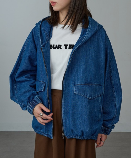 VACHEMENT(ヴァシュモン)の「【VACHEMENT】フードジップデニムジャケット ブルゾン(デニムジャケット・レディース・ブルー/ホワイト・FREE)」の10枚目の写真
