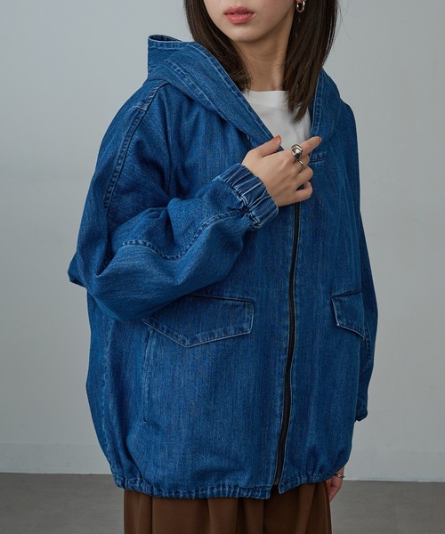 VACHEMENT(ヴァシュモン)の「【VACHEMENT】フードジップデニムジャケット ブルゾン(デニムジャケット・レディース・ブルー/ホワイト・FREE)」の14枚目の写真