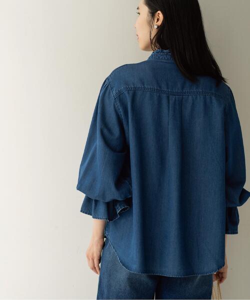 OPAQUE.CLIP（オペークドットクリップ）の「セルロース混デニムフリルブラウス【洗濯機OK】（シャツ/ブラウス・レディース・ネイビー/ブルー系その他・40/38/42）」の7枚目の写真