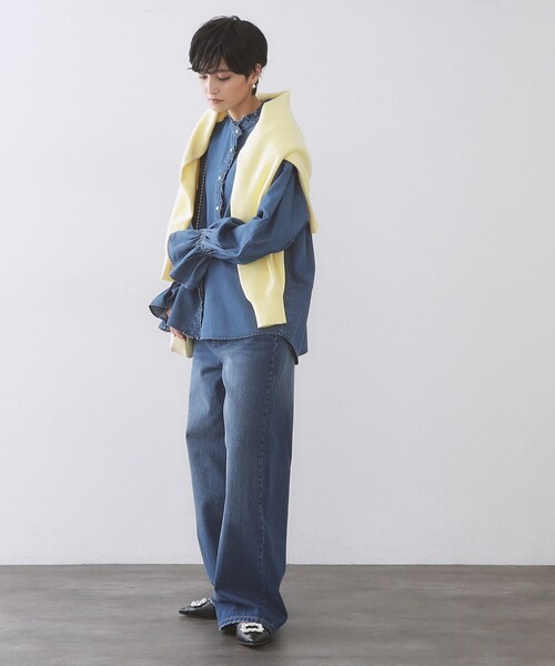 OPAQUE.CLIP（オペークドットクリップ）の「セルロース混デニムフリルブラウス【洗濯機OK】（シャツ/ブラウス・レディース・ネイビー/ブルー系その他・40/38/42）」の13枚目の写真