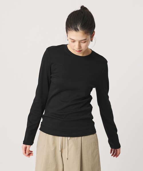 BEAUTY&YOUTH UNITED ARROWS(ビューティーアンドユースユナイテッドアローズ)の「オーガニックコットンフライス ロングスリーブTシャツ(Tシャツ/カットソー・レディース・ブラック/ホワイト/ダークブラウン・FREE)」の2枚目の写真